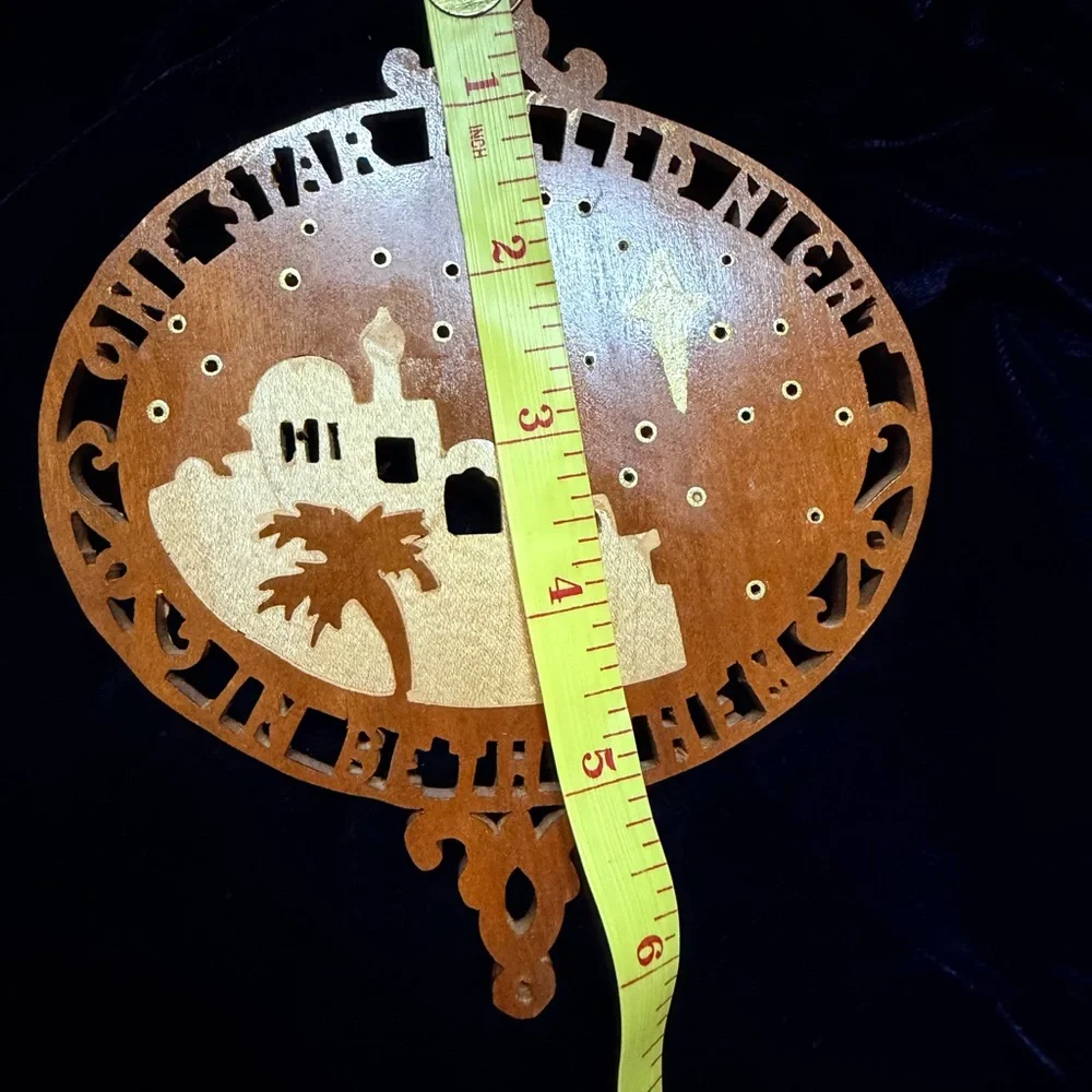 Vintage Wooden Holiday Ornament with Star Design‎
